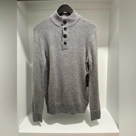 Telluride Lambswool Blend Pullover Buttoned Sweater Gray Small new with tags - Picture 1 of 9